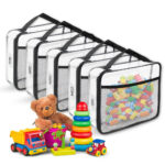 5-Pack Toy Storage Bags for Kids – Clear Organizer Pouch with Zippers & Labels